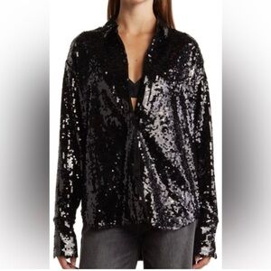 Good American Sz 5 Sequin Black Top